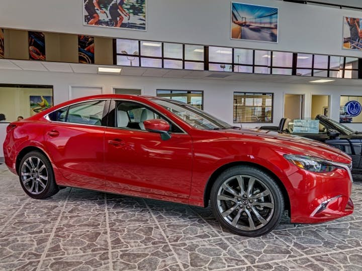 Red Mazda in Dyer showroom